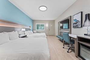 Premium bedding, desk, blackout curtains, iron/ironing board
