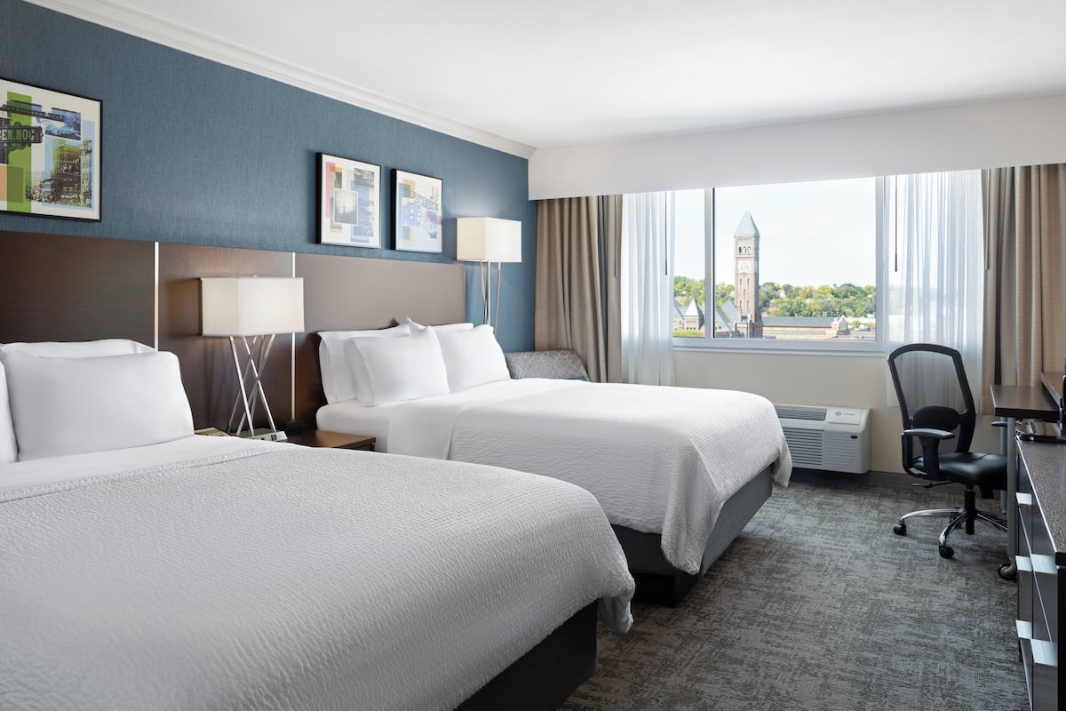 Standard Room, 2 Queen Beds, City View | Desk, blackout drapes, iron/ironing board, free cribs/infant beds