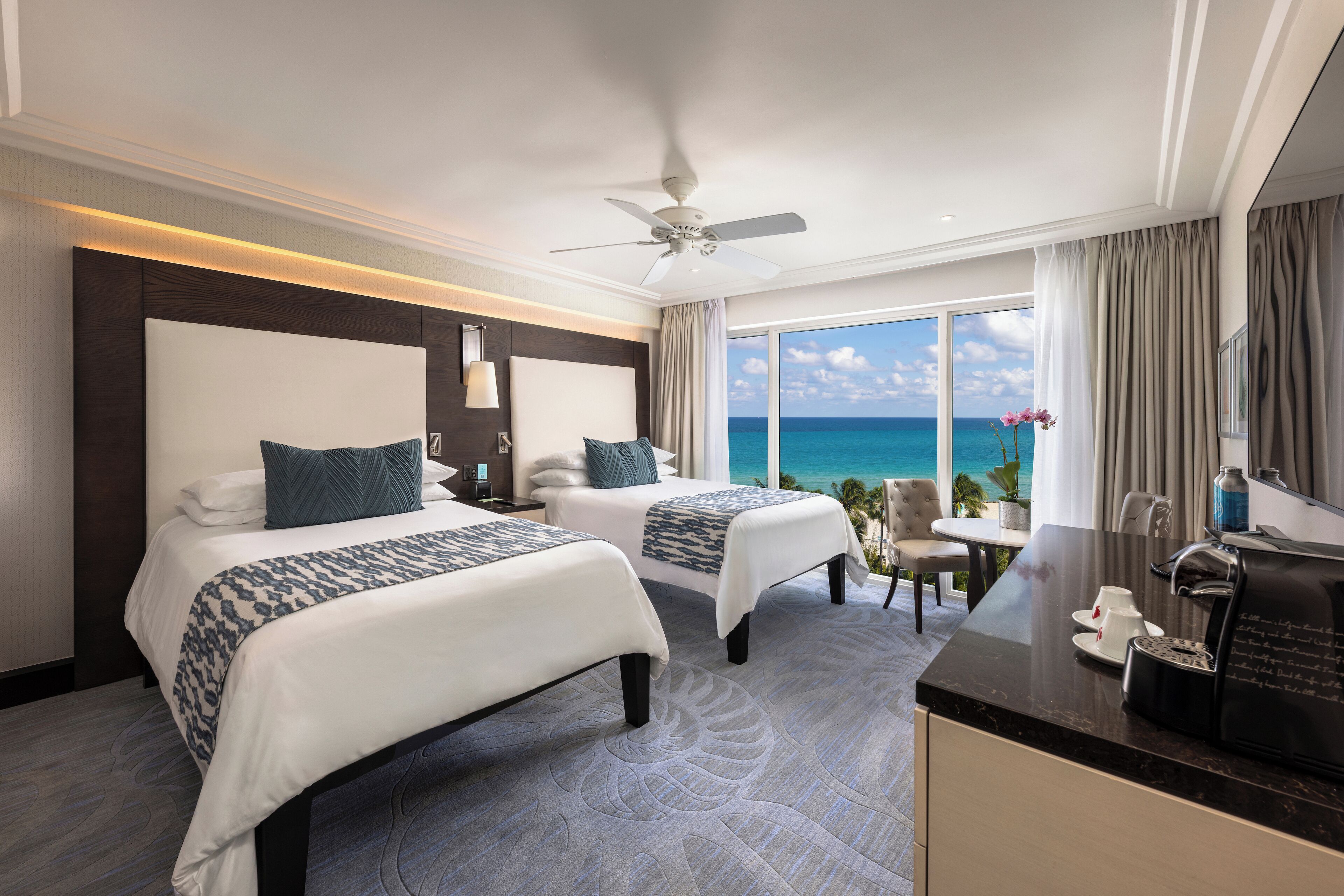 Room, 2 Double Beds, Ocean View | Egyptian cotton sheets, premium bedding, pillowtop beds, minibar