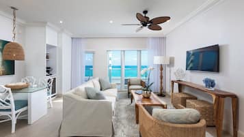 Suite, 1 habitación, balcón, vista al océano | Sábanas de algodón egipcio y ropa de cama de alta calidad