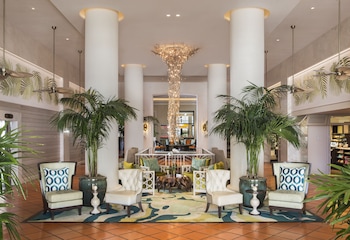 Sitting area in hotel lobby at The Palms Hotel & Spa