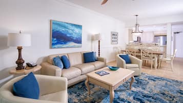 55-inch Smart TV with cable channels, TV, iPod dock