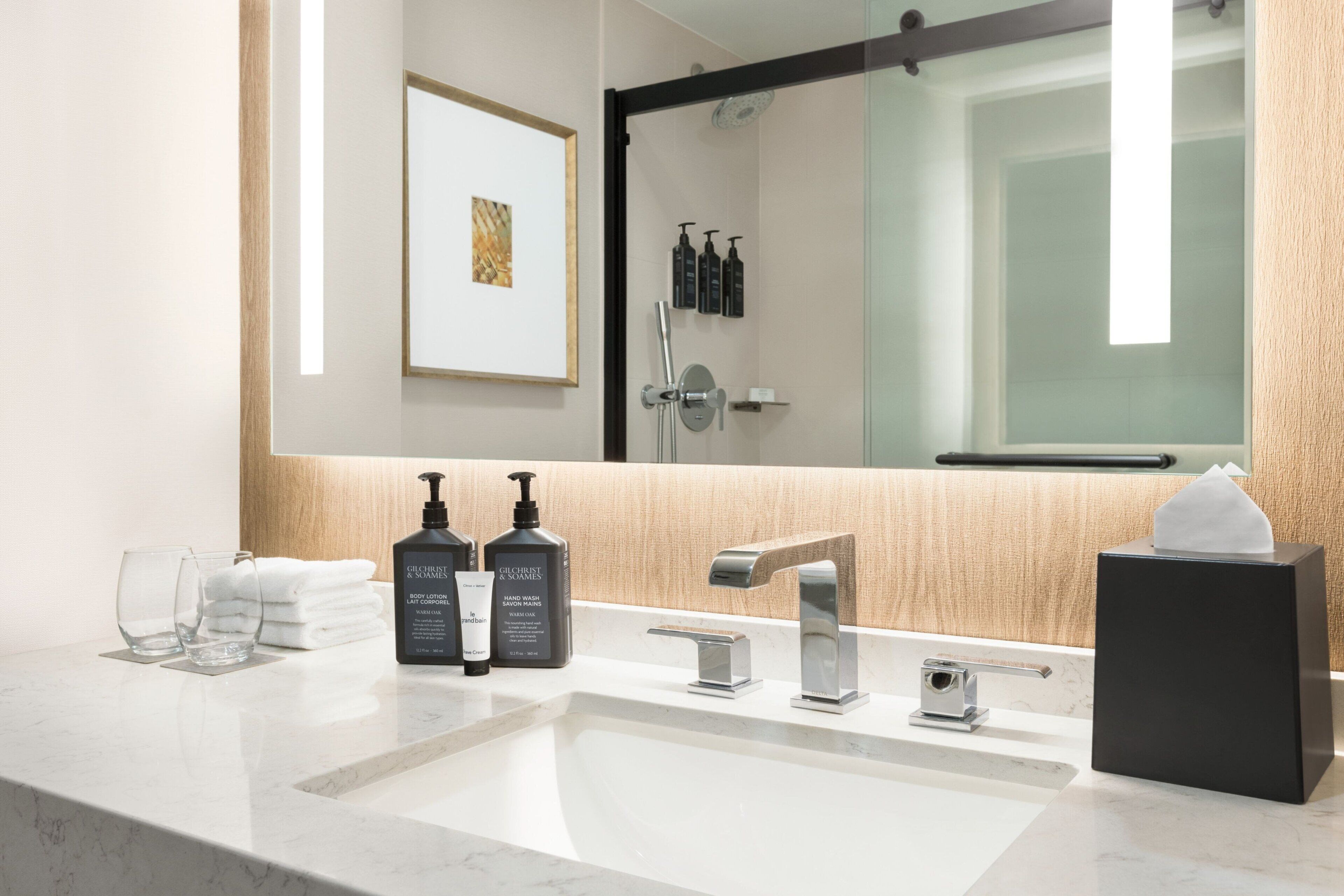 free toiletries, hair dryer, towels