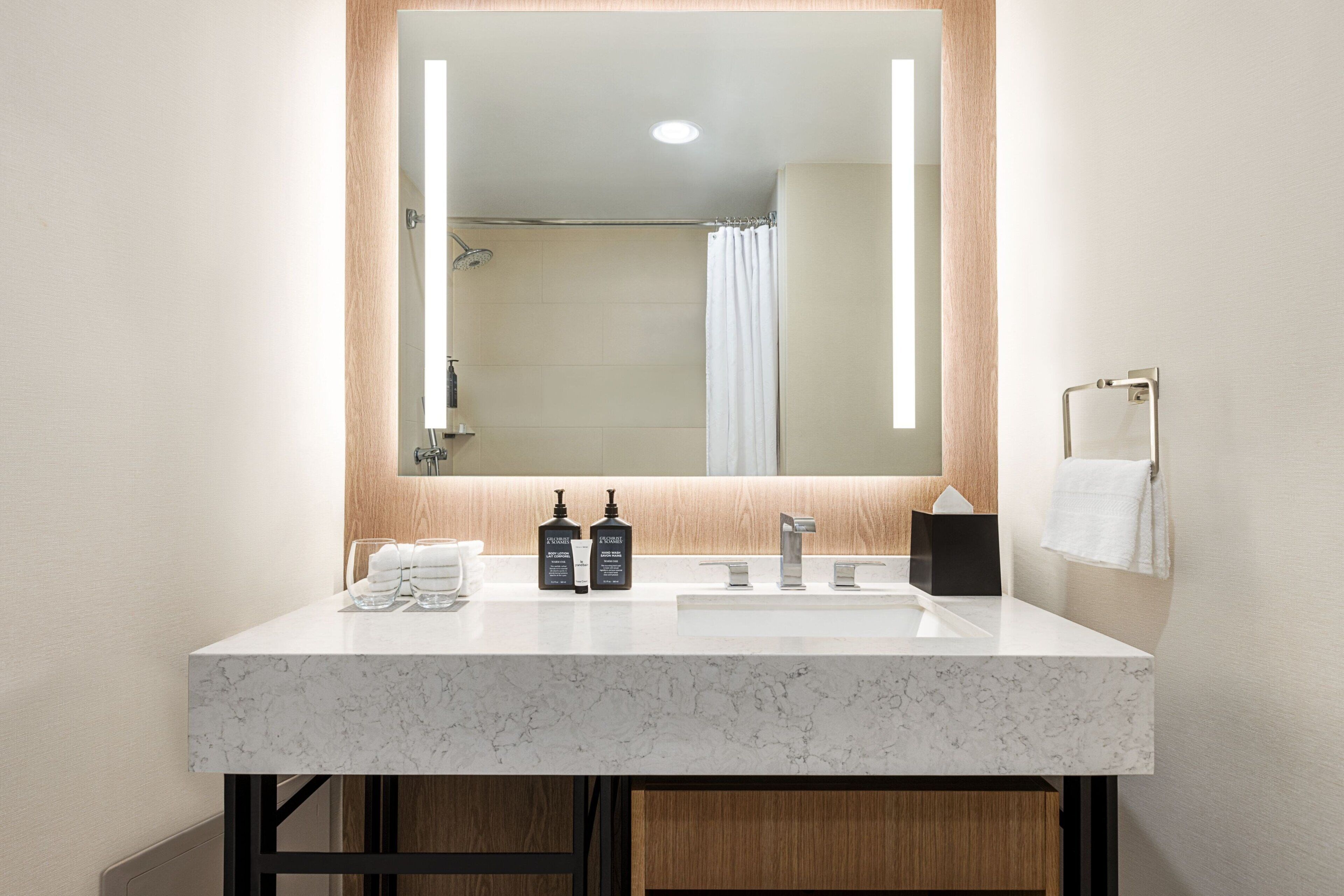 free toiletries, hair dryer, towels