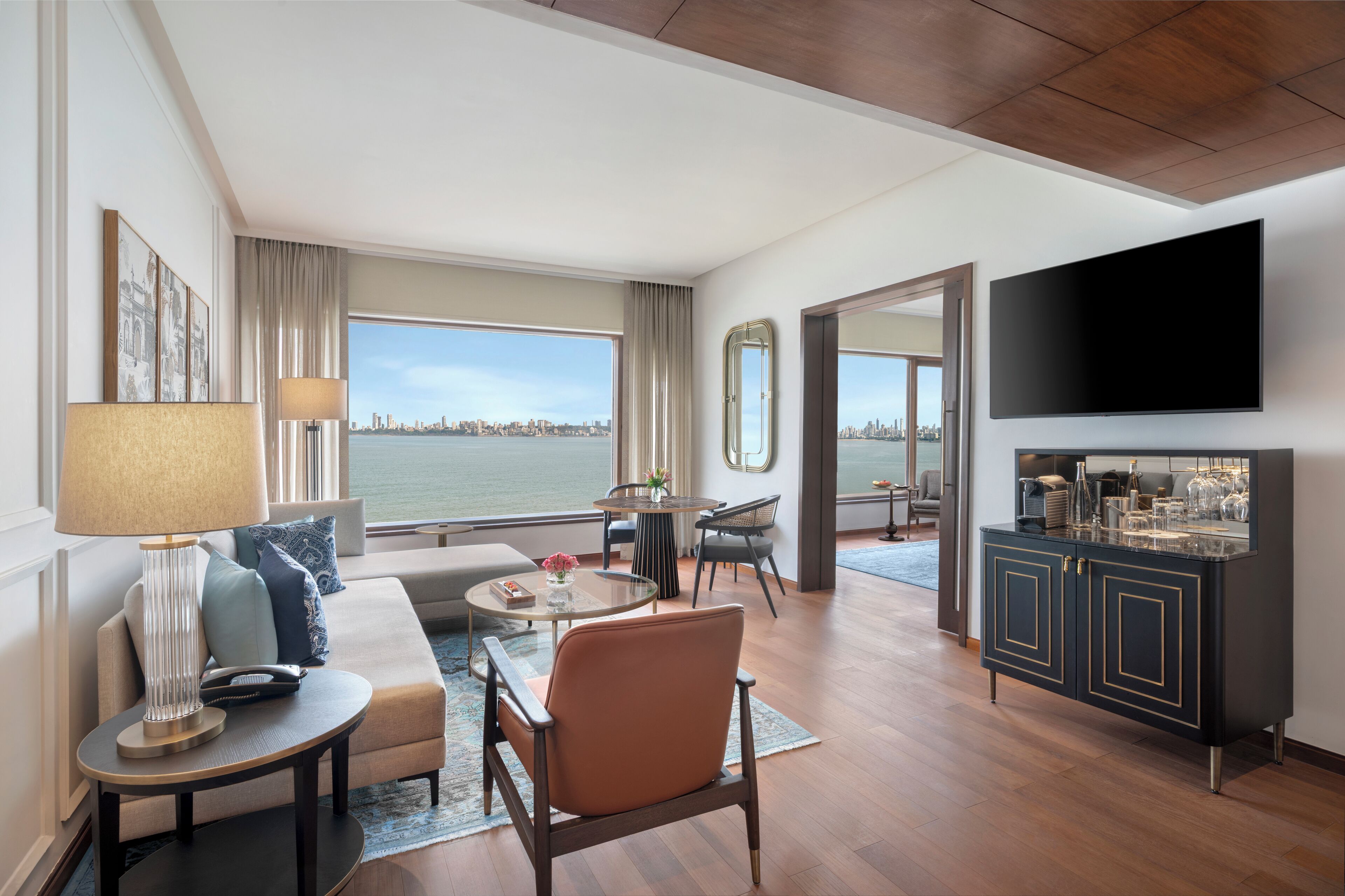 Premier Suite, 1 King Bed (Queens Necklace View) | Living area | 40-inch LCD TV with digital channels, TV, iPod dock
