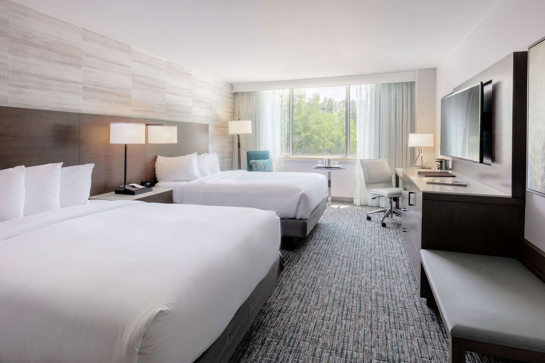 Premium bedding, pillowtop beds, in-room safe, desk
