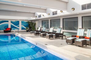 Indoor pool, outdoor pool, open 5:30 AM to 10:00 PM, pool loungers