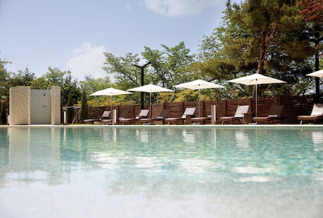 Indoor pool, seasonal outdoor pool, cabanas (surcharge), sun loungers