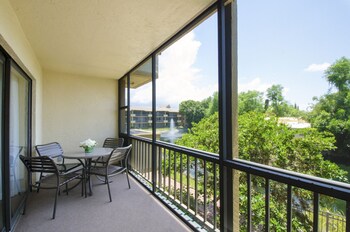 Hotel room view looking out at Park Shore Resort