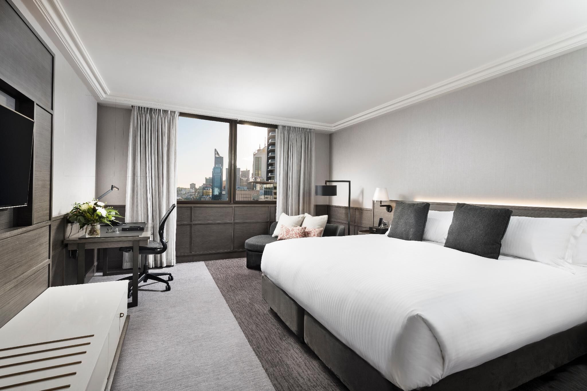 In-room safe, desk, laptop workspace, soundproofing