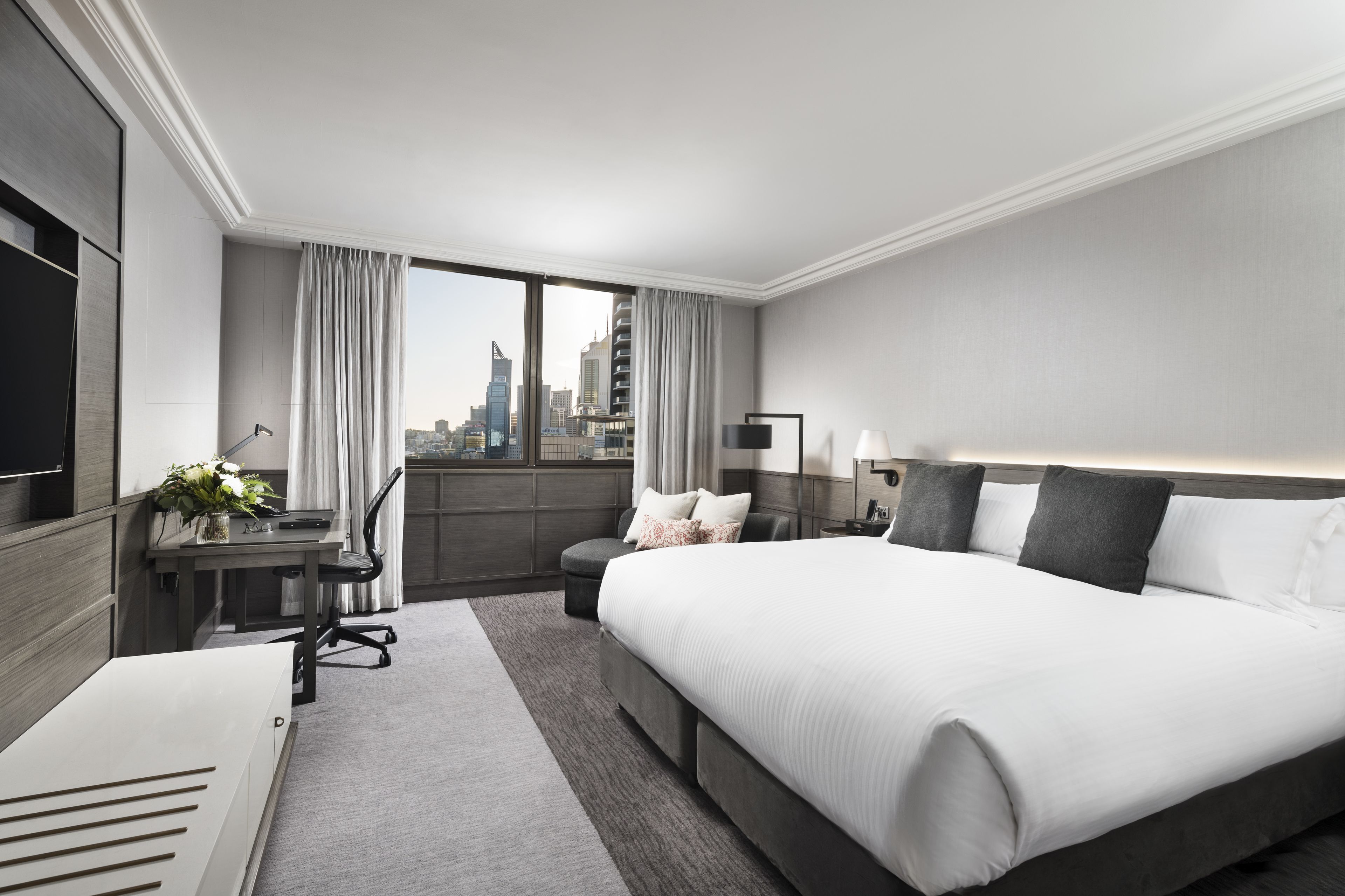 In-room safe, desk, laptop workspace, soundproofing