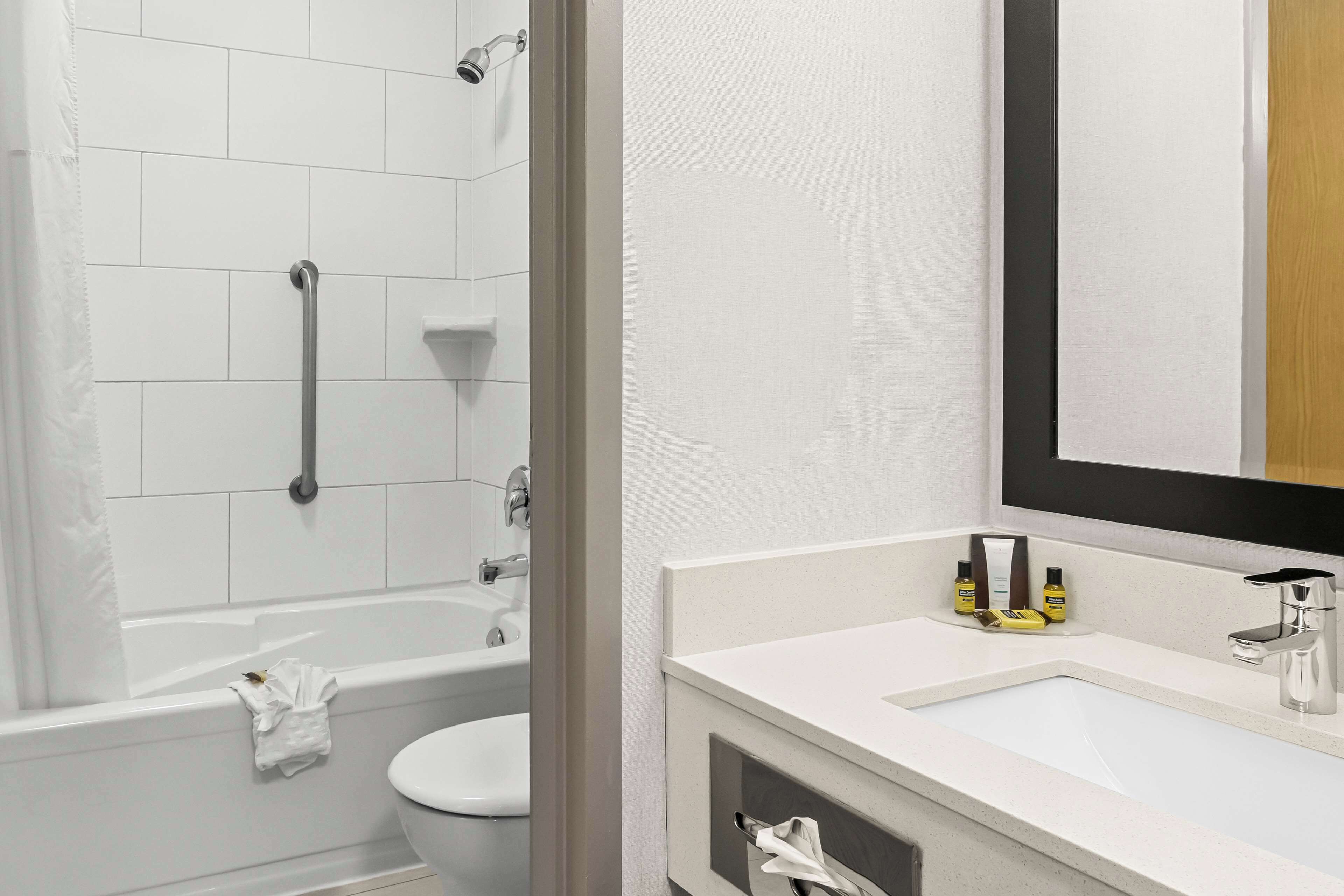 standard room, 1 queen bed, non smoking, kitchenette (pet friendly;with sofabed) | bathroom | designer toiletries, hair dryer, towels