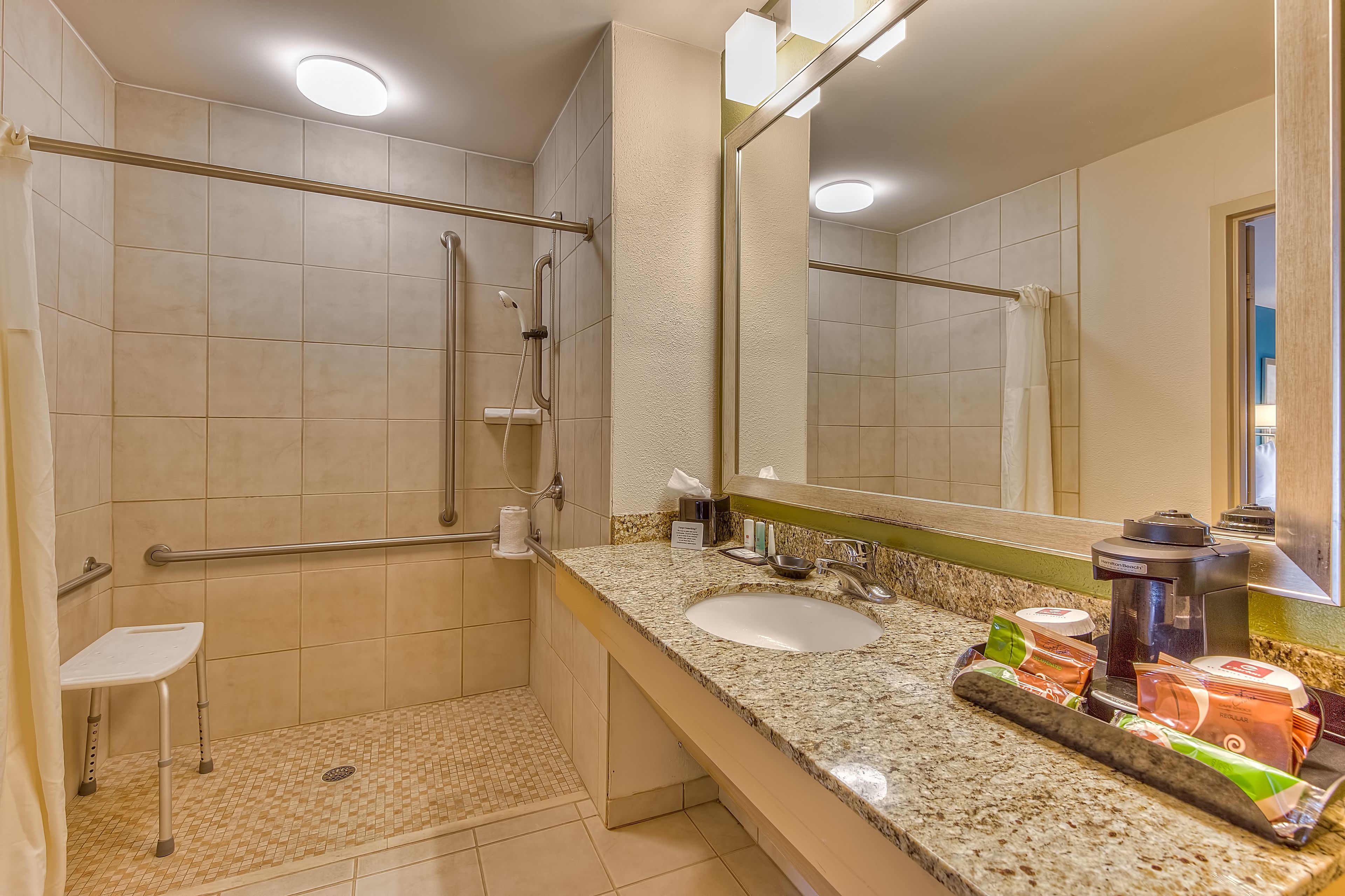 free toiletries, hair dryer, towels