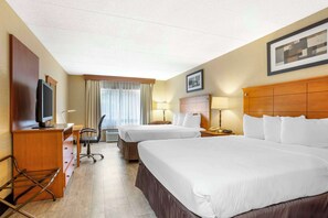 Standard Room, 2 Queen Beds, Non Smoking | 1 bedroom, desk, laptop workspace, iron/ironing board