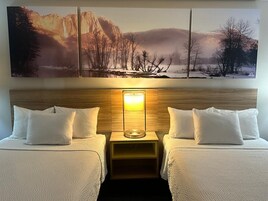 Room, 2 Double Beds, Non Smoking | In-room safe, desk, laptop workspace, soundproofing