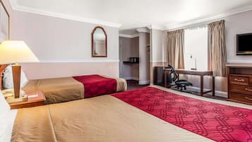 Standard Room, 2 Queen Beds, Non Smoking | Desk, laptop workspace, blackout curtains, iron/ironing board