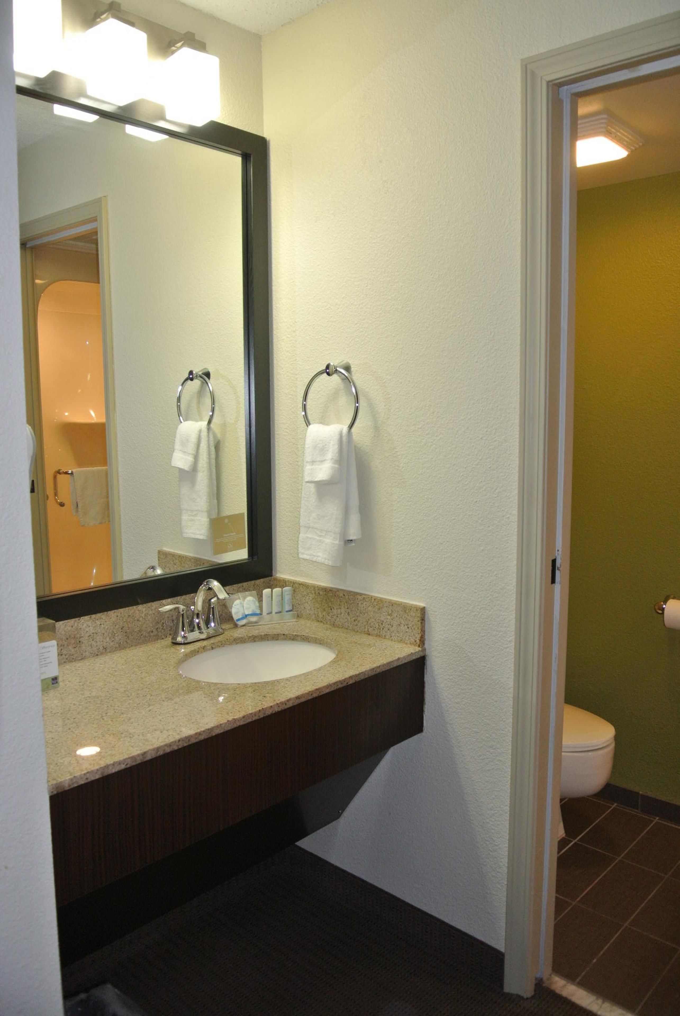 free toiletries, hair dryer, towels