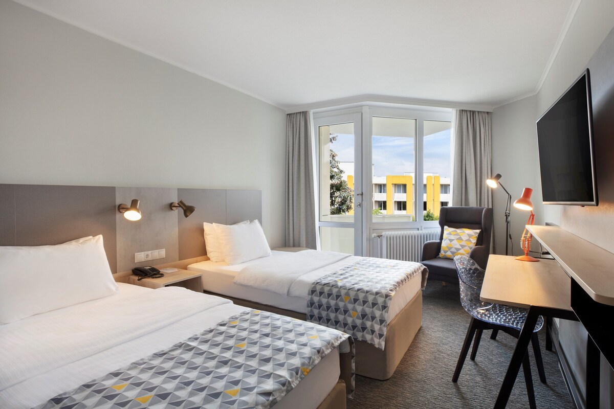 Standard Room, 2 Double Beds, Balcony | 1 bedroom, hypo-allergenic bedding available, in-room safe, desk