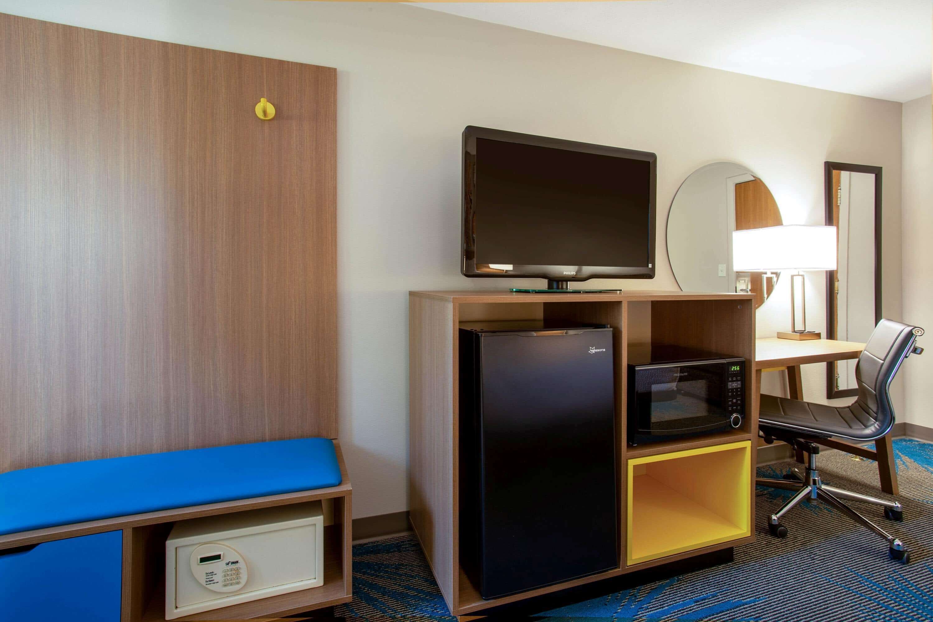 in-room safe, desk, blackout curtains, iron/ironing board
