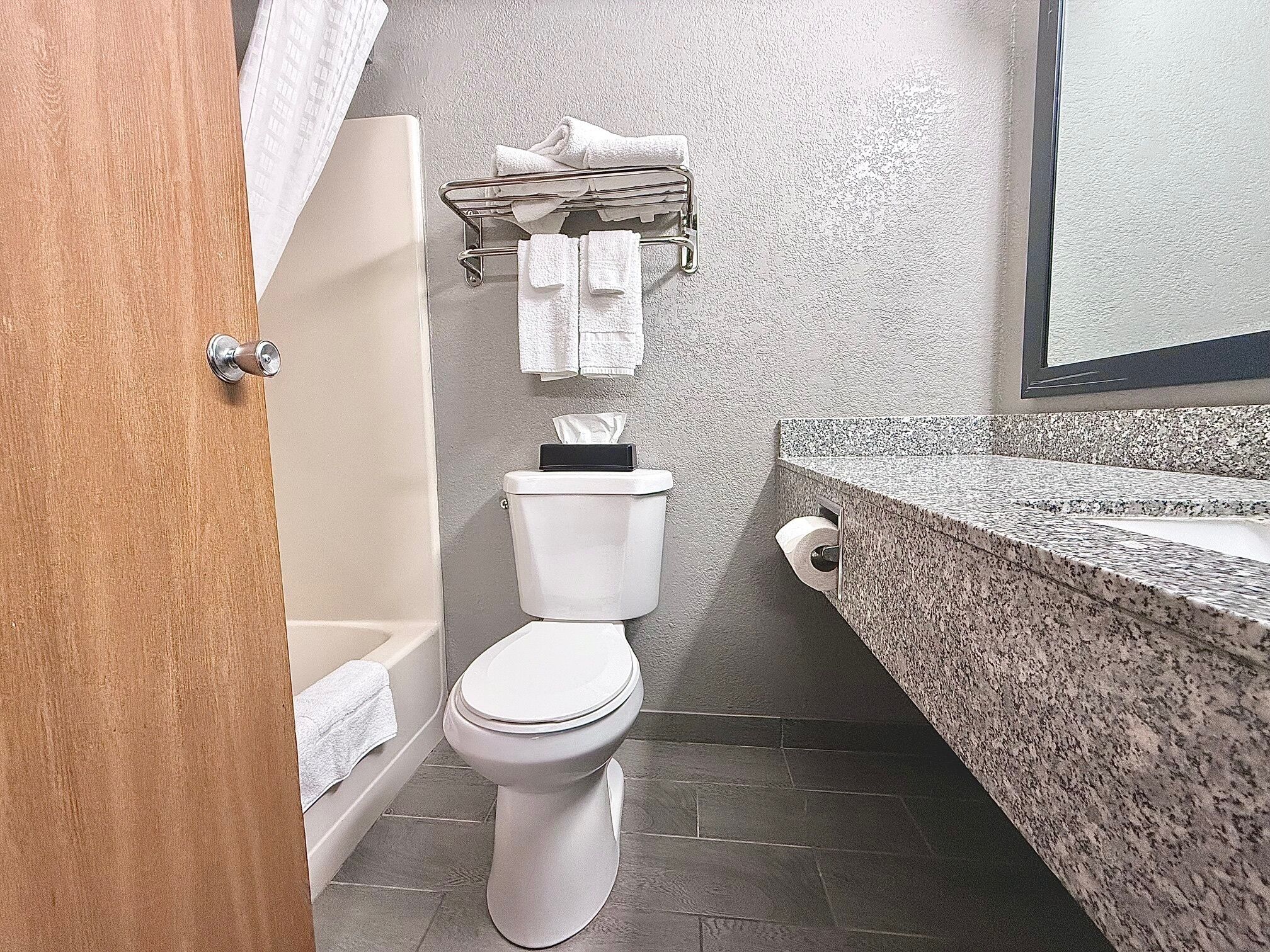 standard double room, 2 queen beds | bathroom | combined shower/bathtub, eco-friendly toiletries, hair dryer, towels