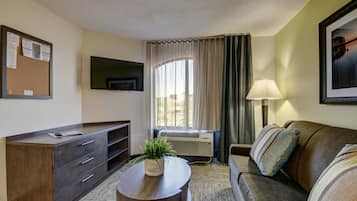 1 bedroom, desk, laptop workspace, blackout curtains