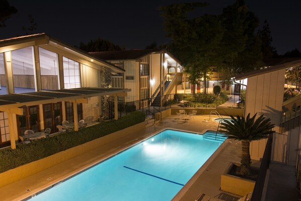 Outdoor pool, pool loungers