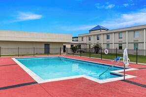Seasonal outdoor pool, open 10 AM to 6 PM, sun loungers