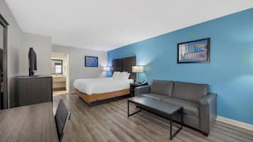 Pillowtop beds, desk, laptop workspace, iron/ironing board