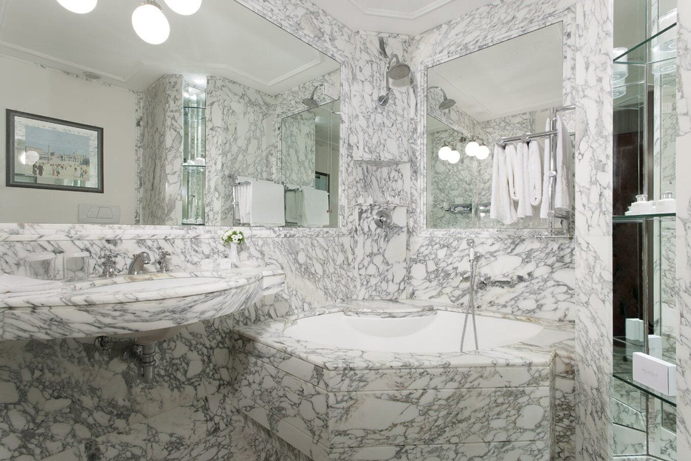 superior double room | bathroom | eco-friendly toiletries, hair dryer, bathrobes, slippers