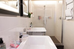 Secadora de cabello, bidet, toallas 