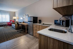 Fridge, microwave, coffee/tea maker, cookware/dishes/utensils - Days Inn & Suites by Wyndham Rochester Hills MI (Rochester)