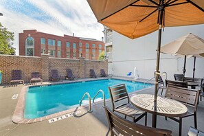 Outdoor pool, sun loungers