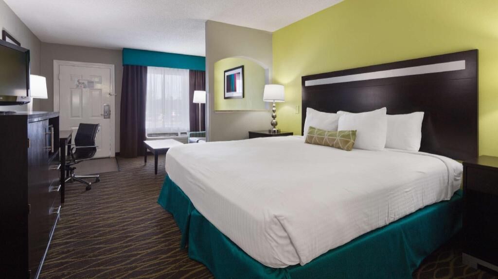 Premium bedding, pillowtop beds, laptop workspace, soundproofing