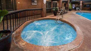 Indoor pool, open 9:00 AM to 9:00 PM, sun loungers