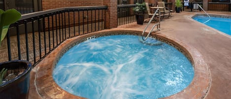 Indoor pool, open 9:00 AM to 9:00 PM, sun loungers