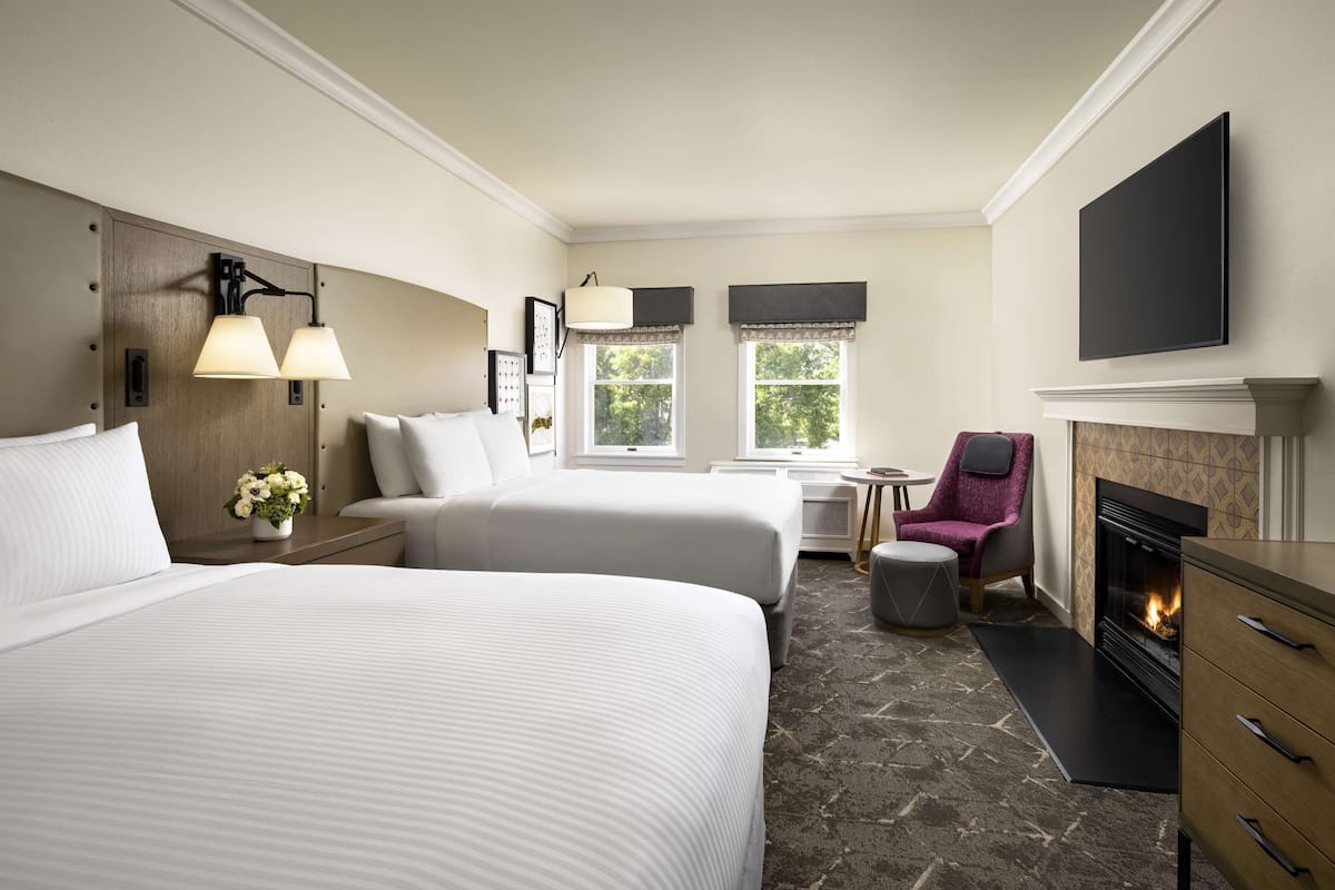 Deluxe Room, 2 Queen Beds, Non Smoking, Fireplace | Premium bedding, down comforters, pillowtop beds, in-room safe