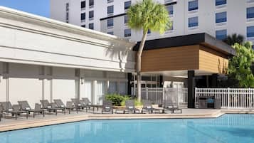 Outdoor pool, open 9 AM to 11 PM, pool umbrellas, sun loungers