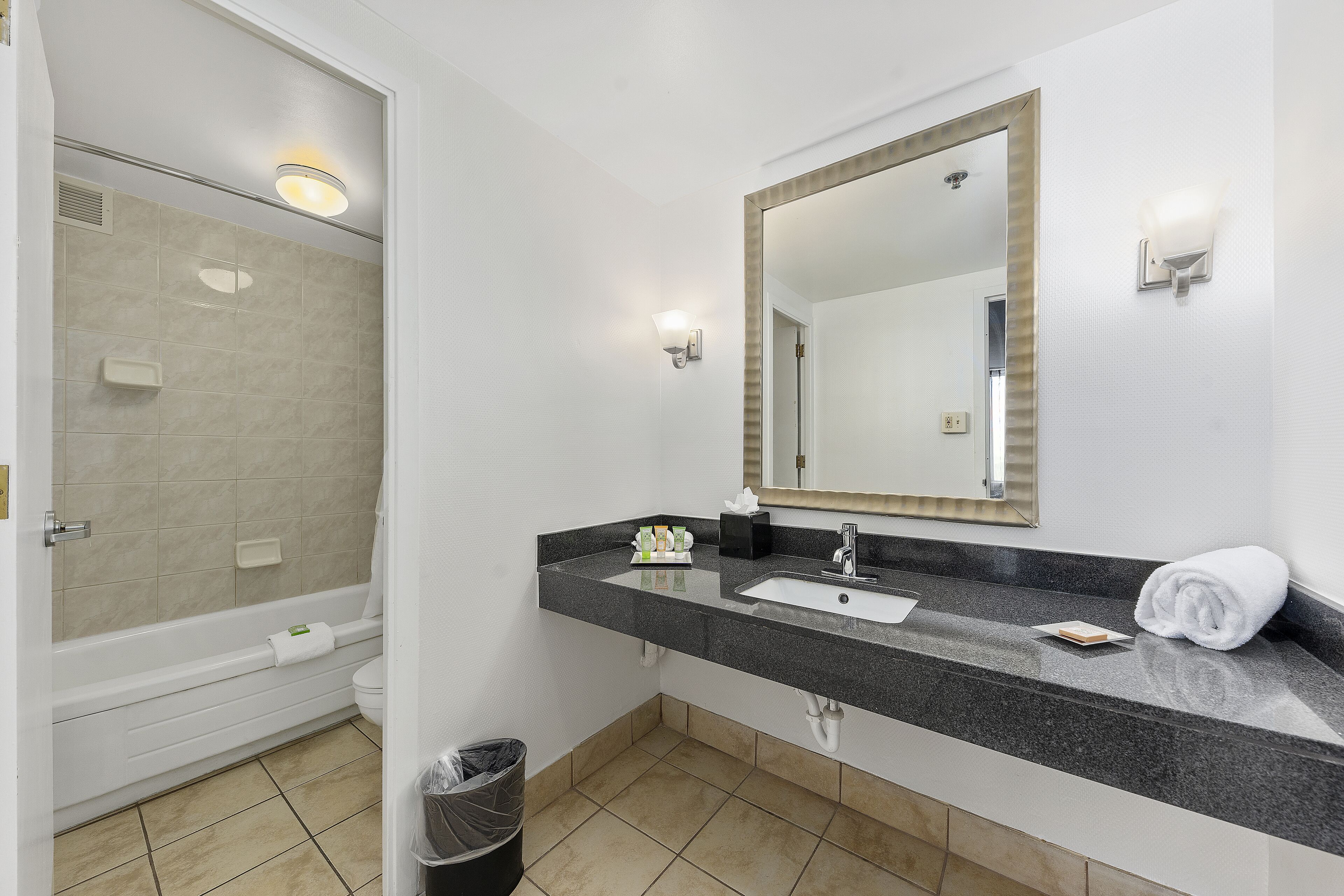 Executive Suite, Non Smoking (2 Double Beds) | Bathroom | Combined shower/tub, eco-friendly toiletries, hair dryer, towels