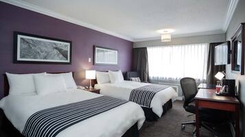 Standard Room, 2 Double Beds | In-room safe, desk, laptop workspace, blackout drapes