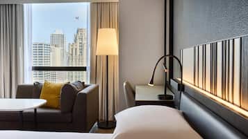 Premium bedding, pillowtop beds, in-room safe, desk