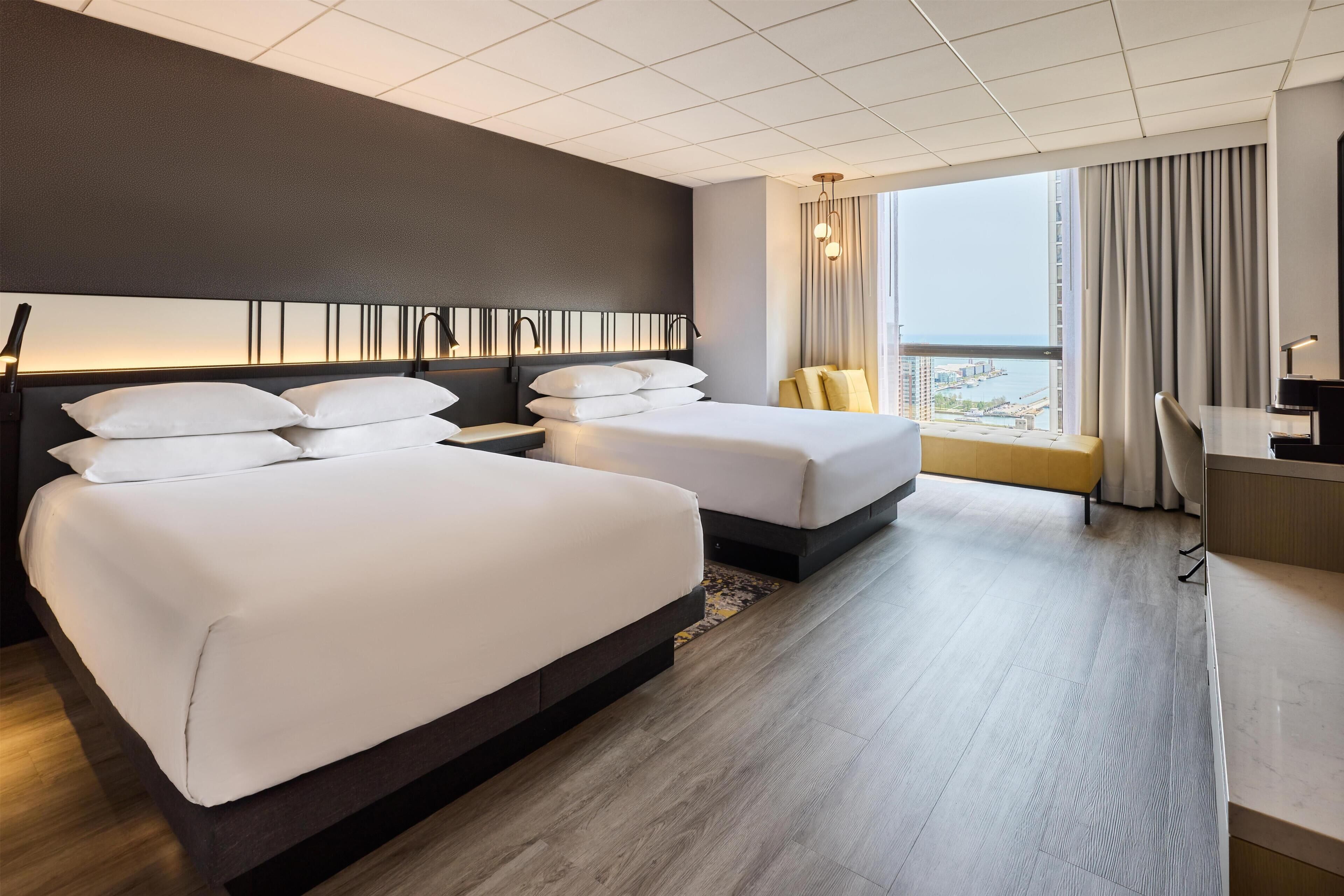 Room, 2 Queen Beds, Lake View | Premium bedding, pillowtop beds, in-room safe, desk