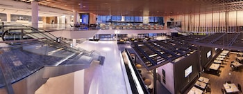 Hotel entrance and lobby at Hyatt Regency Chicago