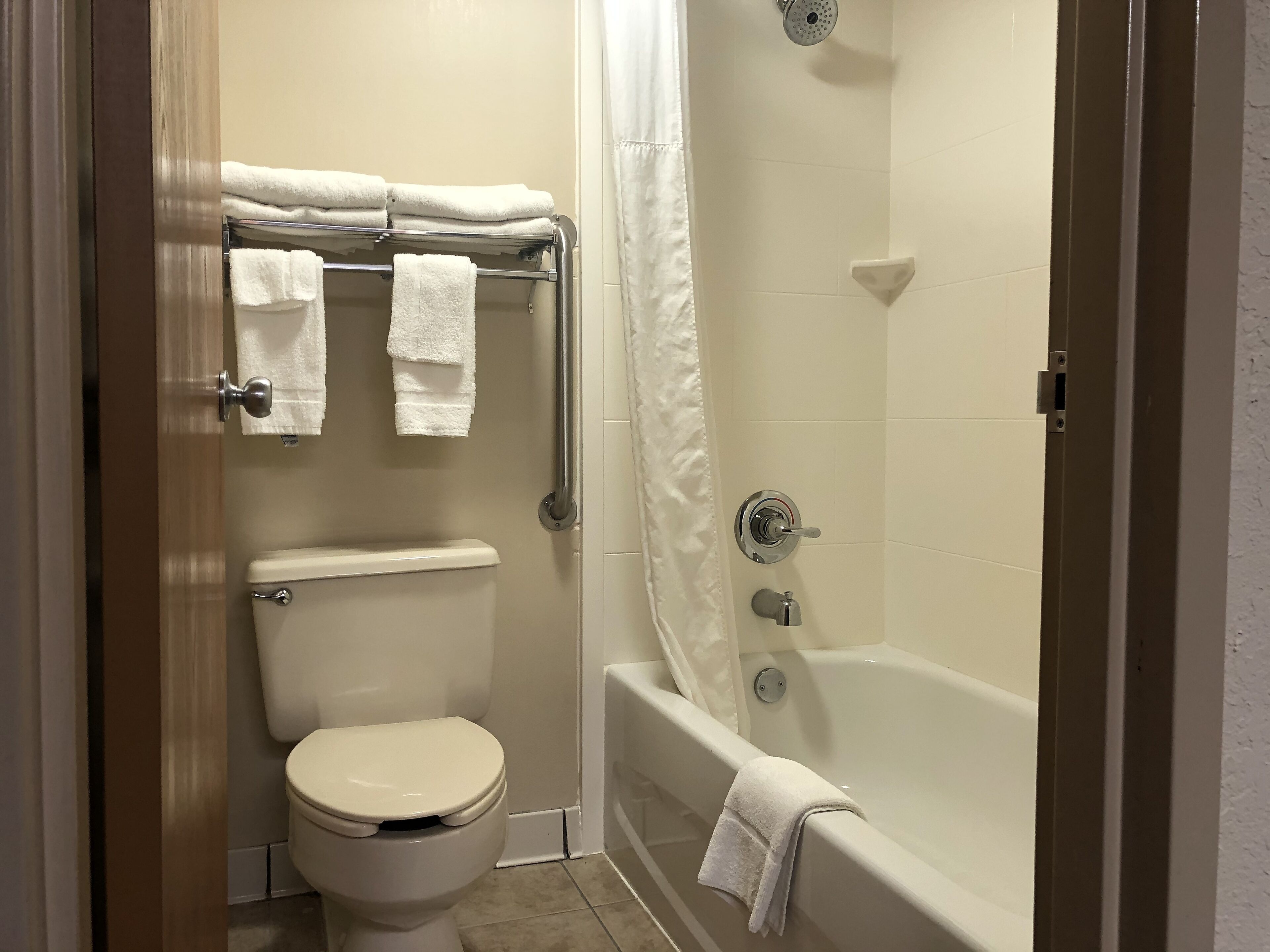 free toiletries, hair dryer, towels