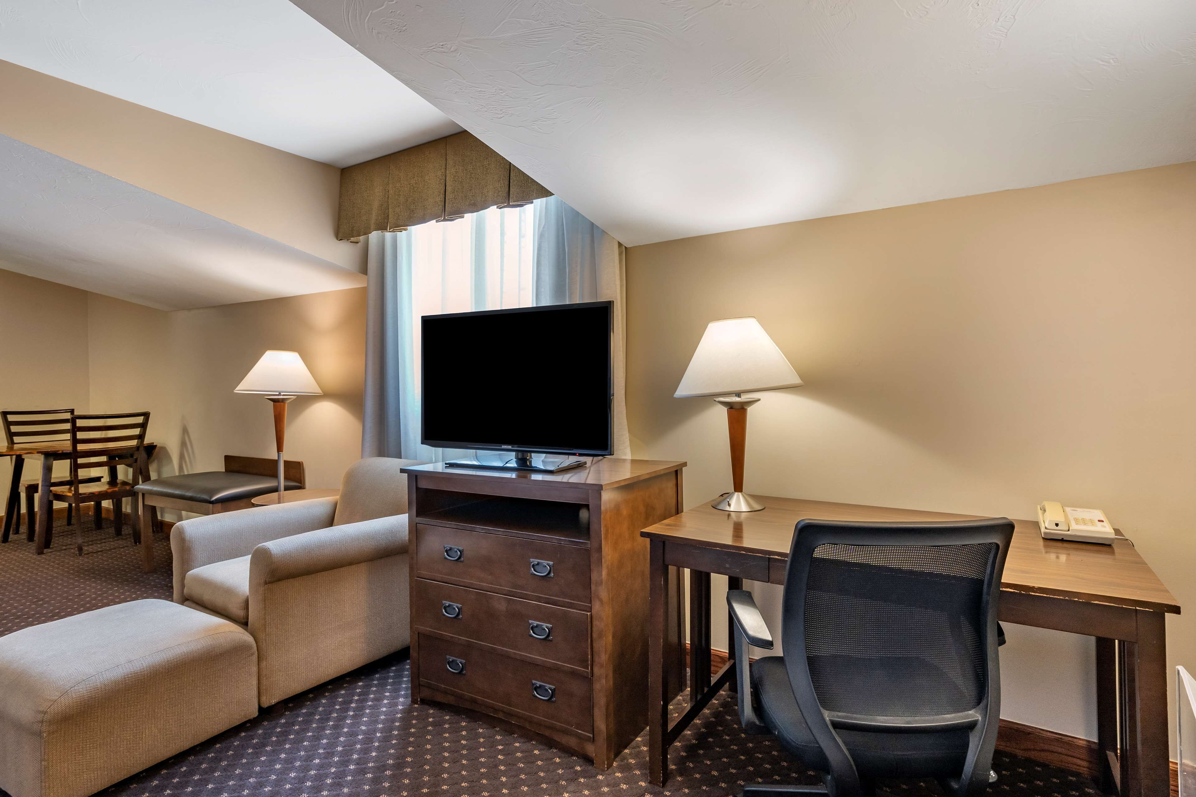 suite, 2 queen beds, non smoking, kitchen | desk, laptop workspace, blackout curtains, iron/ironing board