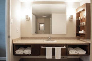 Eco-friendly toiletries, hair dryer, towels, soap