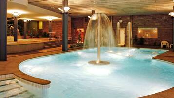 Indoor pool, open 10:00 AM to 1:30 PM, sun loungers