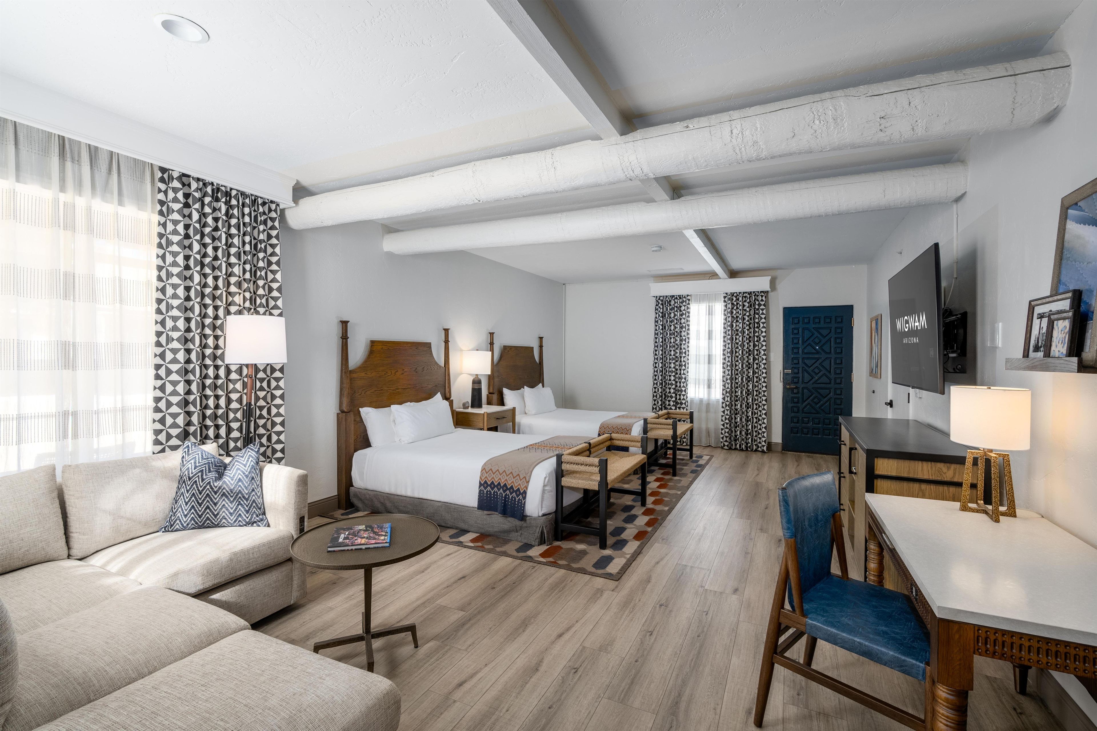 Room, 2 Queen Beds, Accessible (Garden, Accessible Tub) | Premium bedding, desk, laptop workspace, blackout drapes