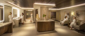 Couples treatment rooms, sauna, hot tub, steam room, body treatments