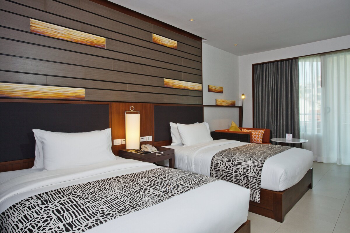 Standard Room, 2 Double Beds | In-room safe, desk, blackout drapes, iron/ironing board