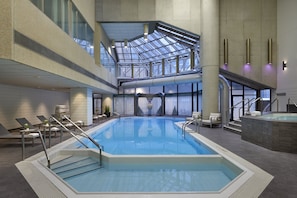 Indoor pool, open 6:00 AM to 10:00 PM, sun loungers